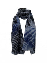 Merino trefill | scarf, grey•blue•black